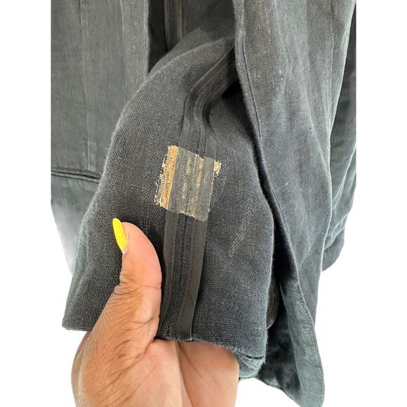 AYR Black Basic Lagenlook Coastal Granmda Relaxed The Rumpled Linen Blazer 6 - Picture 6 of 13